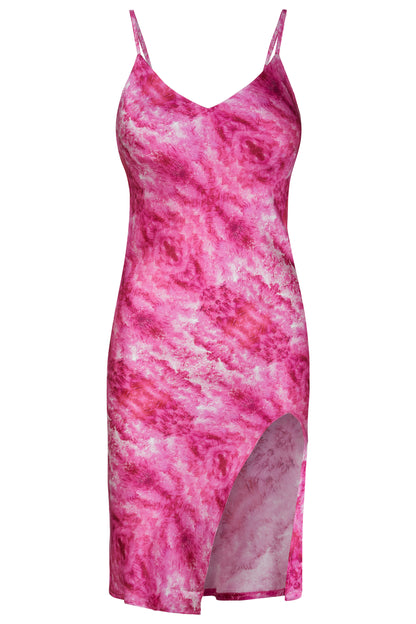 PINK BRIGHT – Mittellanges Kleid aus 100 % Seide