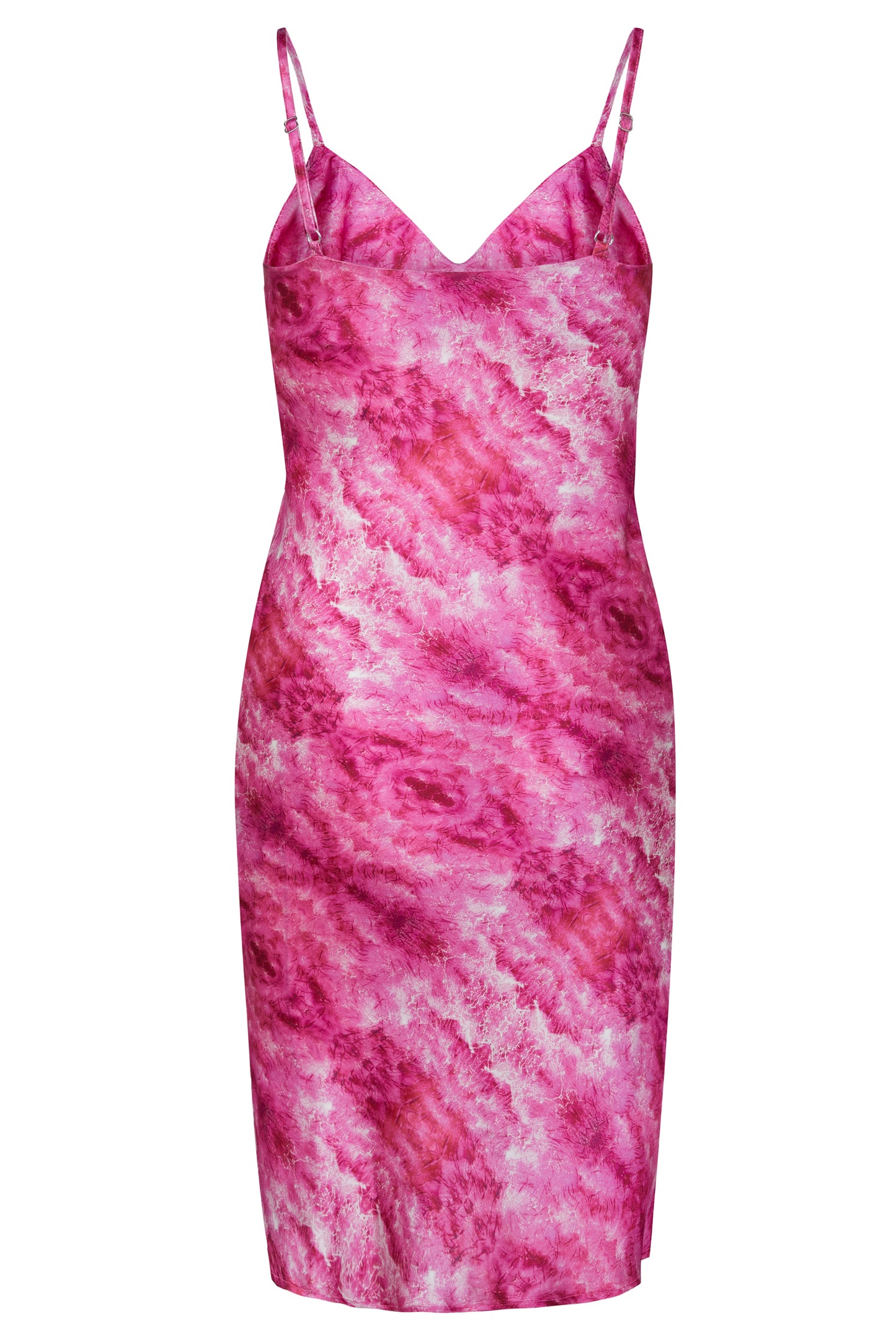 PINK BRIGHT - Mid-length dress in 100% silk