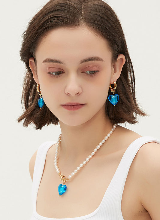Esmée sky blue enamel drop earrings