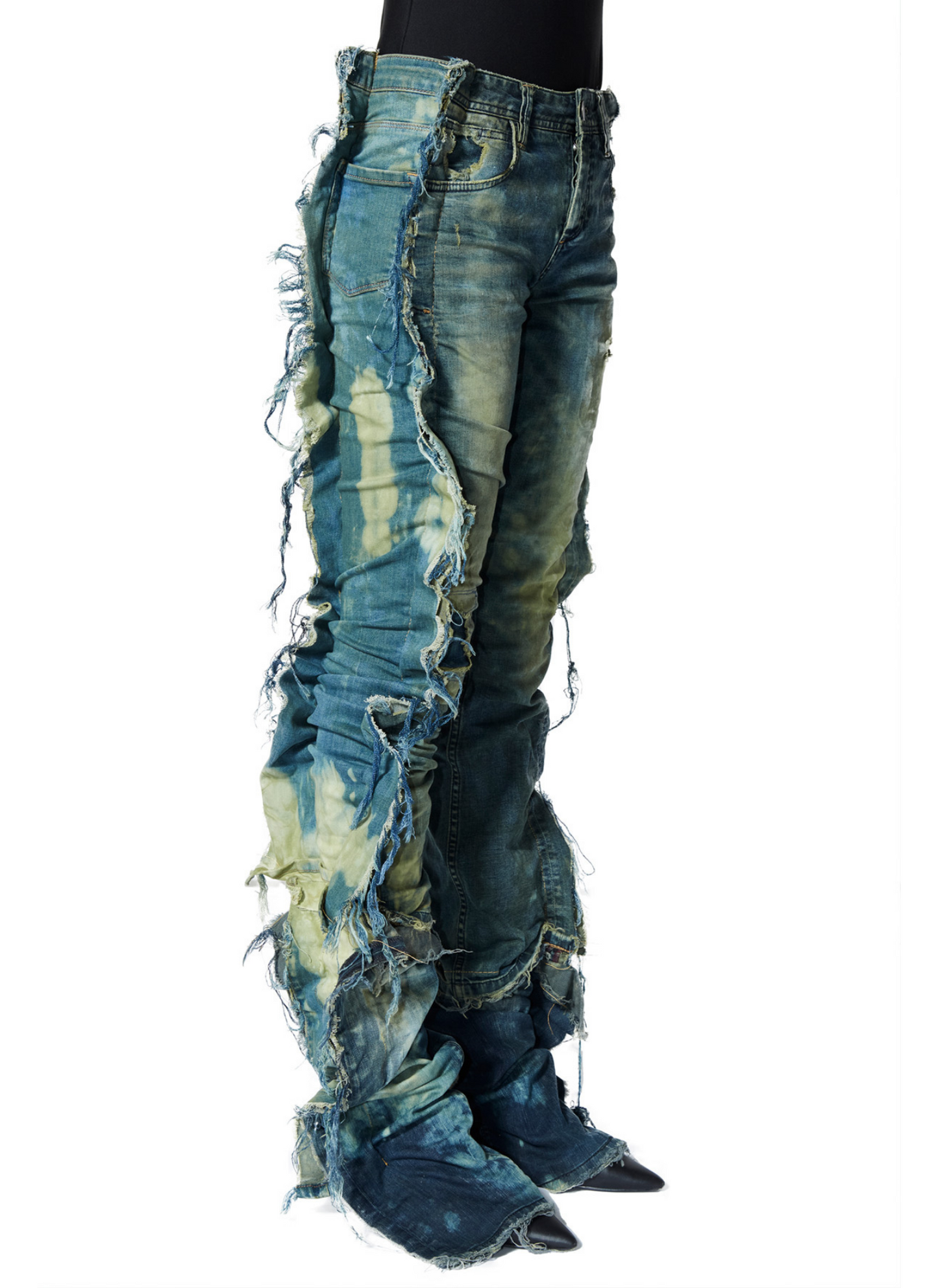 Pantalon en jean yama - taille basse (vert délavé)